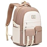 VANKANY Teen Girls School Backpack, Middle High School Backpack for Girls 15.6in Laptop Backpack for Women Cute Bookbags for Kids Elementary, Khaki Beige