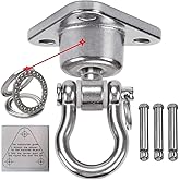 Dakzhou Stainless Steel Hanger with Smooth Swing Bearings, Heavy Duty 180°+360° Swivel Swing Hook, 1500 lb Capacity Playground Yoga Hammock Chair Rope, sandbag Porch Swing Bag Sleeve