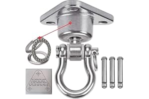 Dakzhou Stainless Steel Hanger with Smooth Swing Bearings, Heavy Duty 180°+360° Swivel Swing Hook, 1500 lb Capacity Playground Yoga Hammock Chair Rope, sandbag Porch Swing Bag Sleeve