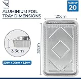 Rollay 20 Pack Large Aluminium Foil Trays 32x20x3.3cm for Cooking & BBQ view 2