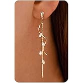 PRTGL Dangle Earrings for Women - 14K Gold/White Gold/Rose Gold Plated Butterfly Heart Star Hoop Chain Long Tassel Cubic Zirconia CZ Dangle Earrings