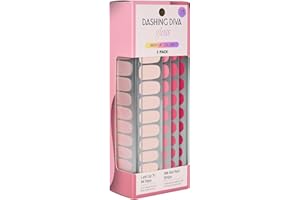 Dashing Diva Gloss Nail Strips 5-in-1 Kit - Best of Pinks - UV Free, Chip Resistant, Long Lasting Gel Nail Stickers - Contains 110 wraps, 5 prep pads, 2 nail files