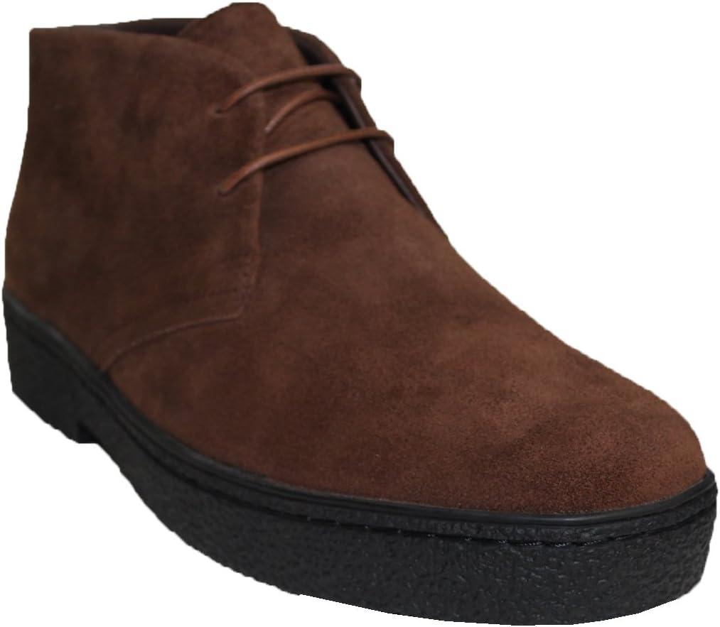Rocker British Style - Chukka High Top Mens Brown Suede Shoes(Playboy Style # 5611)