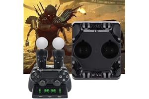 sjlerst Charging Dock, Multifunctional Charger for PS4/PS4 Move/PS4 VR Quattro Controller Charging Dock, Sturdy and Durable, Easy to Carry