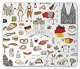 Ambesonne German Mouse Pad, Hand Drawn Doodle of