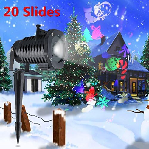 Lampwin Projector Light 12W 20pcs Switchable Pattern Remote Control Indoor&amp;Outdoor Waterproof Decoration Lighting for Christmas Halloween Easter Garden Path Courtyard Party