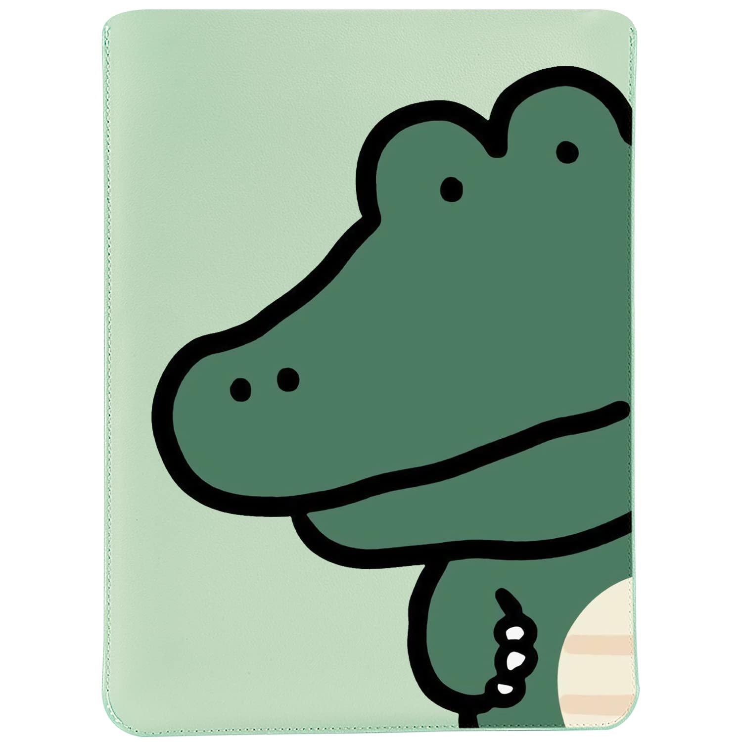 MAYCARI Cute Cartoon Crocodile Laptop Sleeve Bag 12-13 inch, Slim Light Weight Fuax Leather Protective Computer Cover Compatible with iPad 12.9" MacBook Pro 13"(2016-2020) MacBook Air 13"(2018-2020)