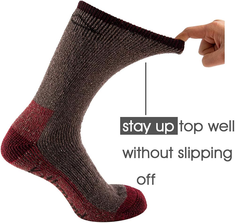 KAVANYISO Men's Thermal Merino Wool Hiking Socks Breathable Athletic Crew Thicken: Clothing
