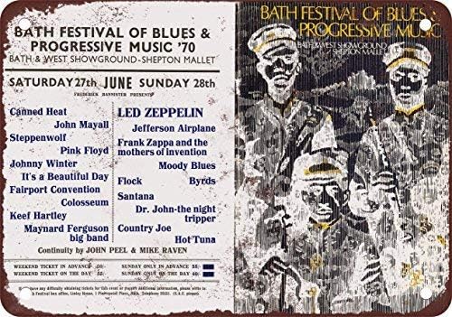 DOGT 1970 Bath Festival Led Zeppelin Vintage Look Reproduction Metal Tin Sign 7.8X11.8 INCH