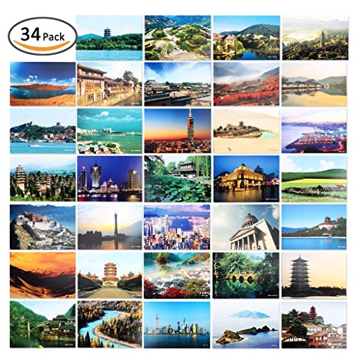 Rumcent Beautiful Scenery Travel Postcard, China's Famous Scenic Spot With Exquisite Package. Size:10.214.2 CM (4"5.6"), Pack Of 34 Pcs.