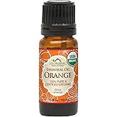 US Organic 100% Pure Sweet Orange Essential Oil - USDA Certified Organic - 10 ml - w/Improved caps and droppers (More Size Variations Available)