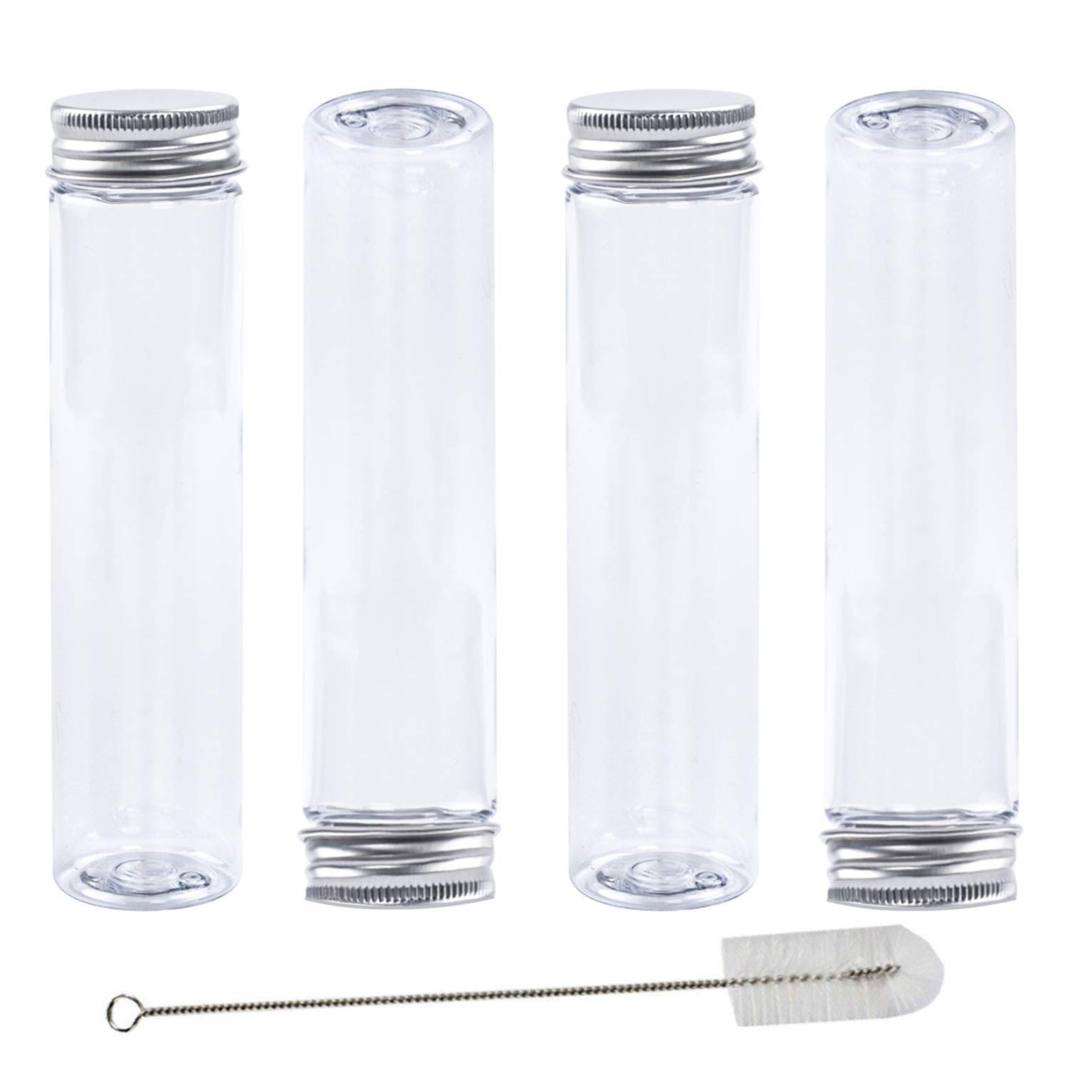 15 Clear Flatbottomed Plastic Test Tubes with Screw Caps, 140 x 35 mm
