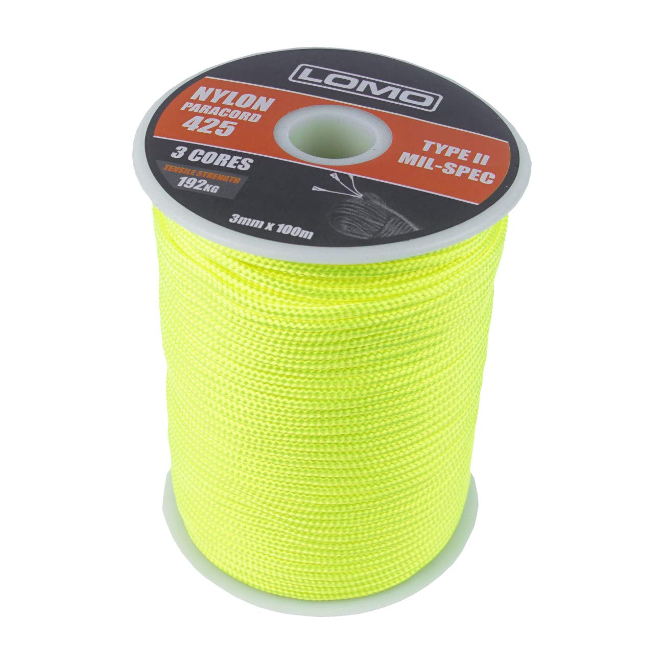 Lomo 3mm Nylon Paracord 100m Reel - Yellow Camping Bushcraft Shelter Building