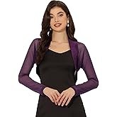 Allegra K Women's Satin Shrugs for Evening Dress Open Front Mesh Cardigan Elegant Wedding Bolero