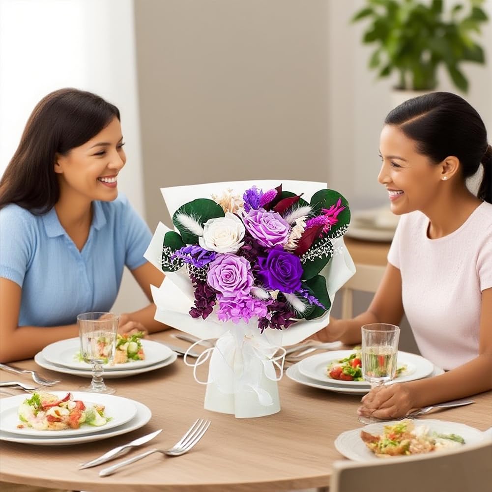 Flowers Gifts For Mom,Purple Valentines Gifts, Preserved Flower Bouquets, Purple Roses, Birthday Gifts For Women, Mothers Day Flowers For Wife