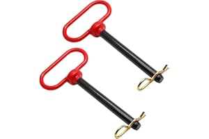 Bonsicoky 2Pcs Tractor Towing Hitch Pin and Clip, 5/8 x 6 Inch Trailer Gate Pin for Towing Tractor, RV, Truck, Boat, Car - Red Handle