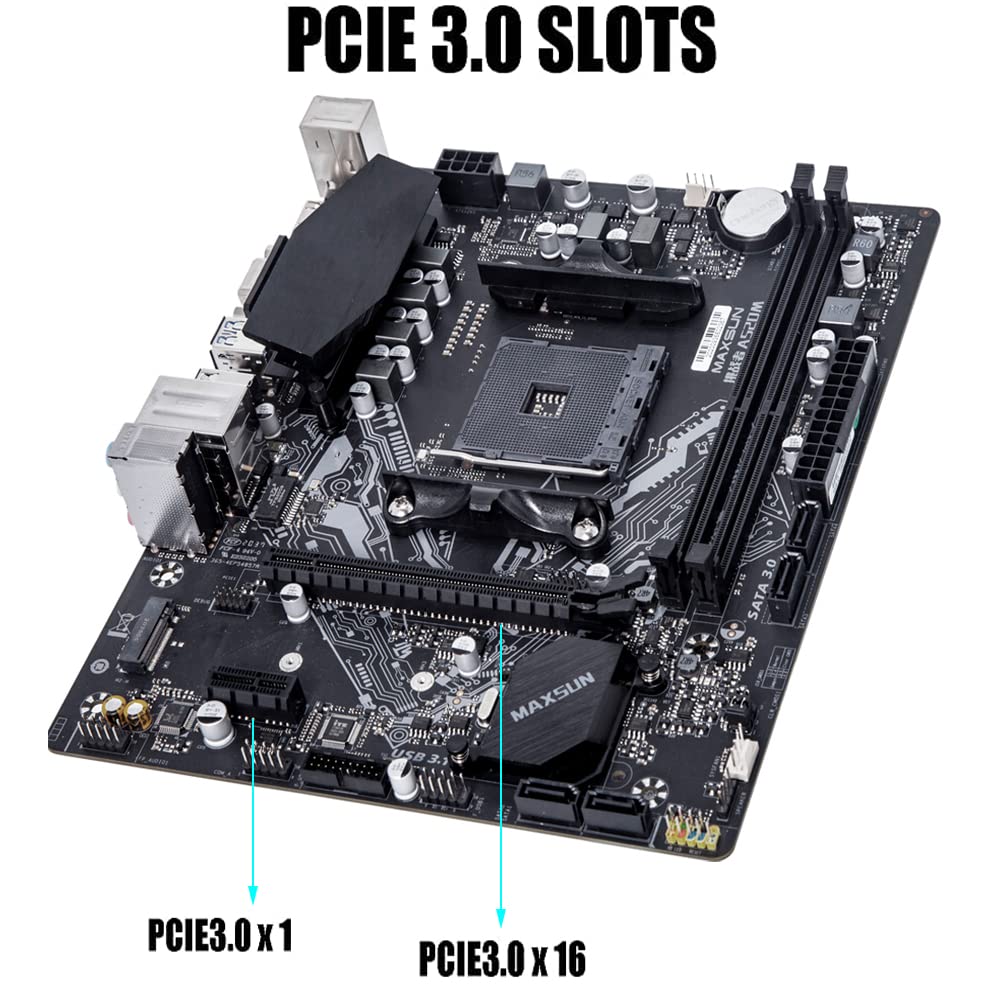 MAXSUN A520 M-ATX Motherboard AMD AM4 Zen 3, DDR4, PCIe3.0 x16, SATA 6Gb/s, M.2, USB 3.1, HDMI/VGA for All Ryzen 1000-4000 Series APU/CPU and Ryzen 5000 Series CPU (5000 APU need Bios Flash)