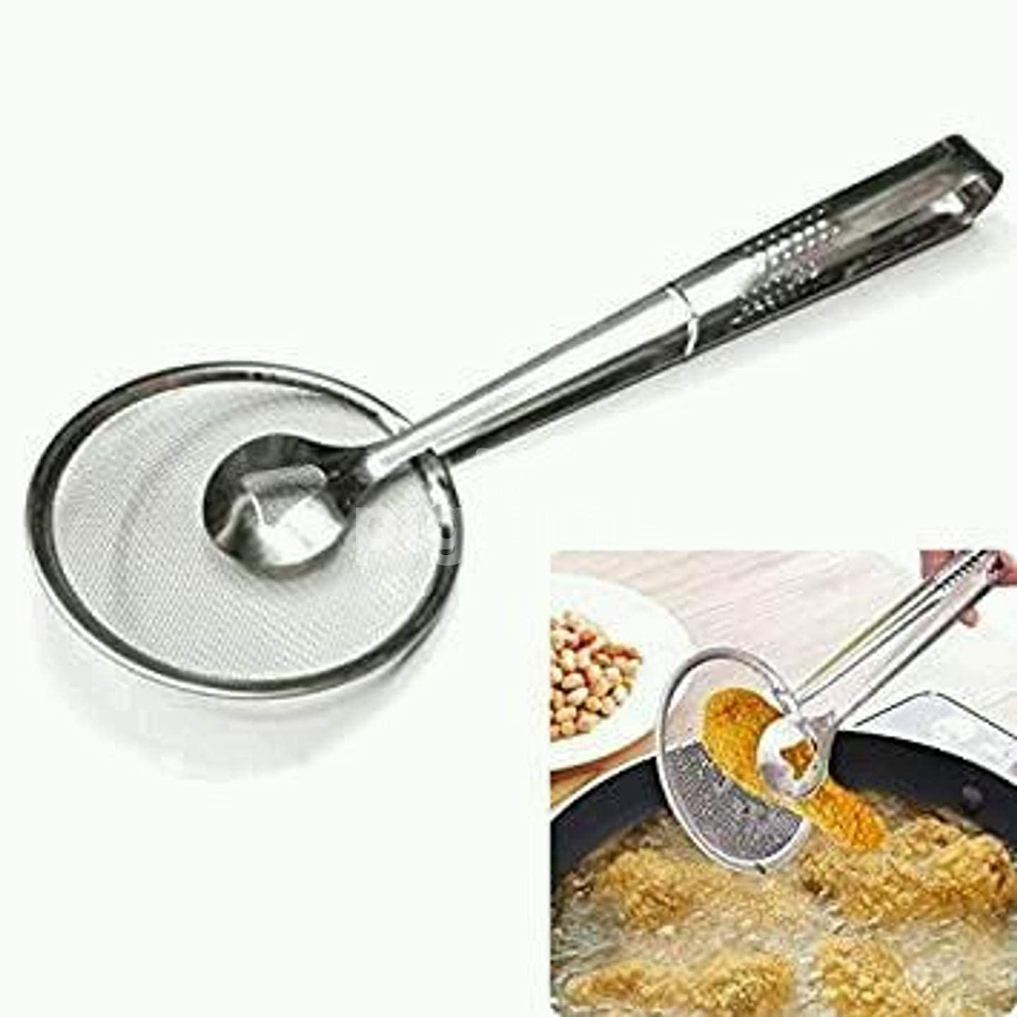 SELLER ZONE MultiFunctional 2 in 1 Fry Tool Filter Spoon Strainer with Clip for Deep Frying and