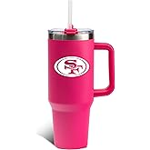 The Memory Company Officially Licensed NFL 40oz Game Day Tumbler - Double Wall Insulated Stainless Steel Travel CupPink, Football Fan Drinkware with Leak-Proof Lid, For Hot & Cold Beverages