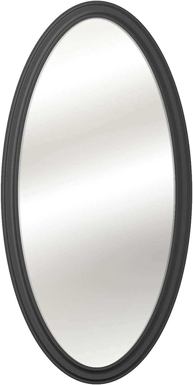 FOMAYKO Oval Wall Mirror with MDF Frame 18 x 36 Inch Black