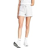 Adidas Women's Small Logo Fleece Sportswear Shorts, Light Grey Heather/White, Small
