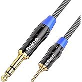 Tisino 1/8 to 1/4 Stereo Cable, 3.5mm to 1/4 Adapter Aux Cord Stereo Audio Cable for Guitar, Keyboard Piano, Laptop, Home The
