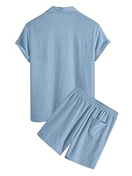 ZAFUL Men's 2 Pieces Shirt Set Short Sleeve Button