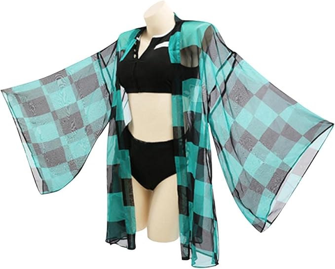 Demon Slayer Kimetsu No Yaiba Kamado Tanjirou Cosplay Costume Woman Two Piece Beach Swimsuit Demon Slayer Kimetsu No Yaiba Kamado Tanjirou Cosplay Costume Woman Two Piece Beach Swimsuit