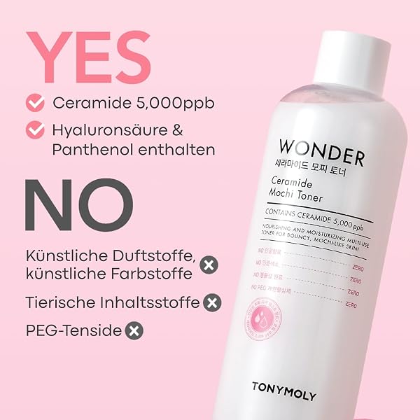 TONYMOLY WONDER CERAMIDE MOCHI TONER, HYDRATE & STRENGTHENS FOR STRONGER AND HEALTHIER SKIN, 16.9 OZ.