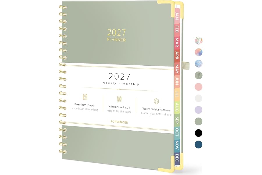 Forvencer 2027 Planner Weekly and Monthly, Hardcover Calendar Planner, A4 | Jan - Dec 2027, 8.5" X 11" Daily Agenda Book, Jou