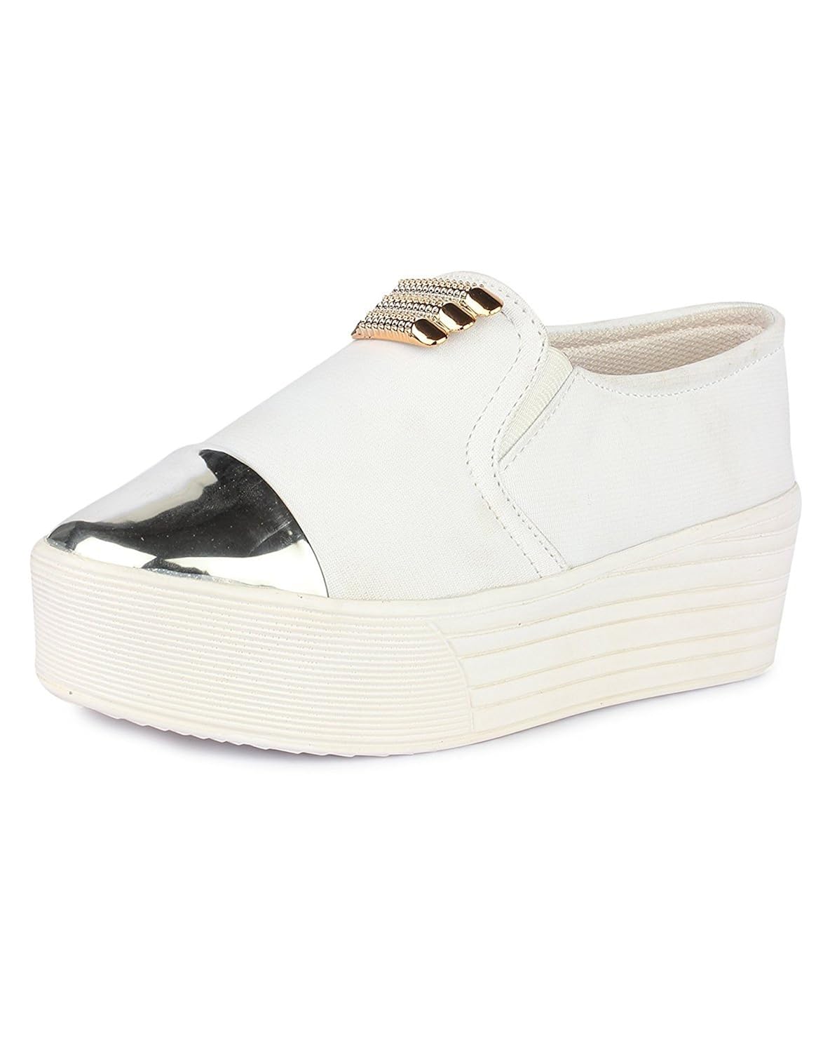zapatoz womens fabric white color casual shoe