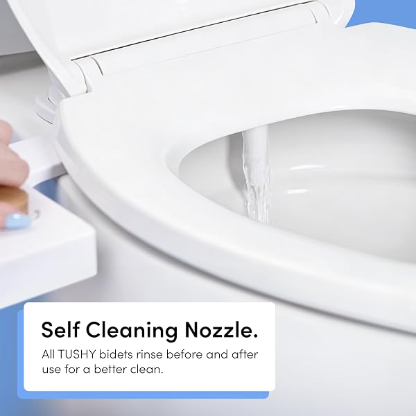 TUSHY CLASSIC 3.0 BIDET TOILET SEAT ATTACHMENT – A NON-ELECTRIC SELF CLEANING WATER SPRAYER WITH ADJUSTABLE WATER PRESSURE NOZZLE, ANGLE CONTROL & EASY HOME INSTALLATION (WHITE/GOLD)