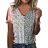 ETCYY NEW Womens Summer Tunic Tops 2026 Short Sleeve Cold Shoulder Shirts Dressy Casual Blouses