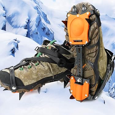 Crampons de Neige Glacée 8 Dents / Couvre-Chaussures Antidérapants TPE & Crampons en Acier / Grips Extérieurs pour Marche Randonnée Course / 1 Paire de Crampons Légers Antirouille