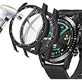 Acadeny [2-Pack] Case with Tempered Glass Screen Protector Compatible for Huawei Watch GT2 46mm, 9H Hardness 360° All-Round Protective Ultra Thin Protective PC Case Cover for - Black Black
