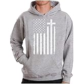 Tstars Mens Cross Hoodie - Christians USA Flag Hoodies for Men - Faith Graphic Pullover - Religious Patriotic Sweatshirt