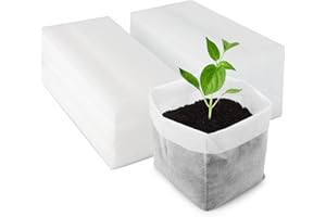 ENPOINT Plant Nursery Bags, 100 pcs 9.8 x 11 in Non-Woven Fabric Seedling Bags Plants Pouch, Plant Grow Bags for High Seedling Survival Planting Growing Flowers Fruit Tree Seed Starting