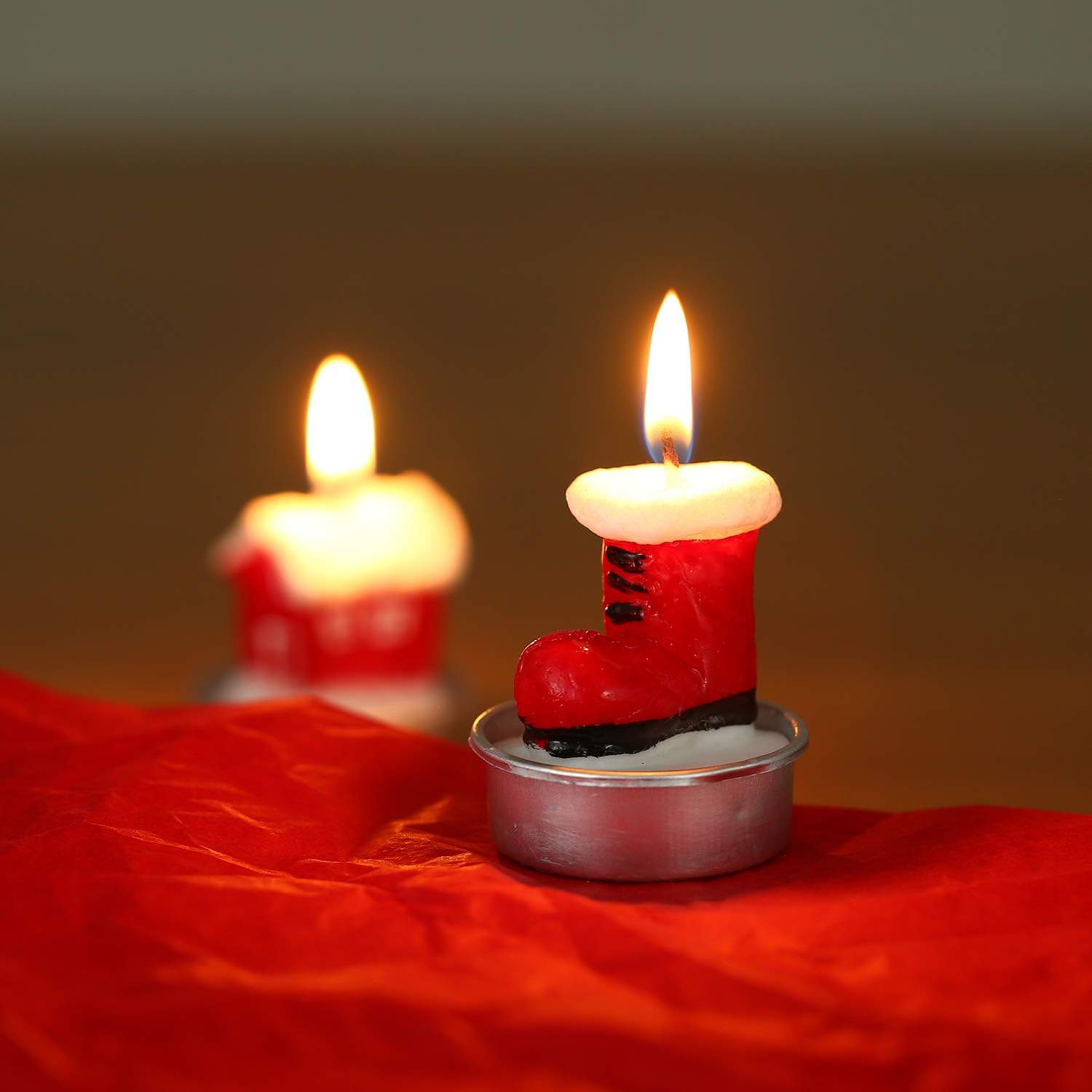 SIXPEN Christmas Tea Lights Candles for Birthday Home Party Wedding Holiday Celebration Decoration Christmas Ornaments（Boot）: Home & Kitchen