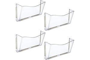 Azar Displays 250035 Clear Single Pocket Wall File with double-sided adhesive tape, 4 pack