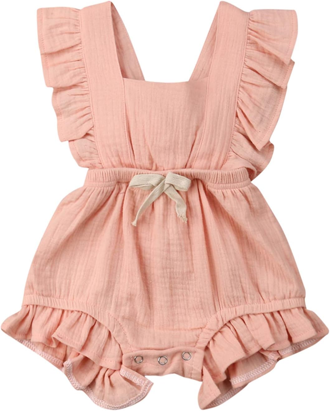 VISGOGOToddler Baby Girl Ruffled Rompers Sleeveless Cotton Romper Bodysuit Jumpsuit Clothes