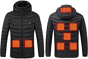 Men Women Heated Jackets Windproof Multi-Zone Heating Winter Puffer Coats Detachable Hood USB Charging Jacket Unisex