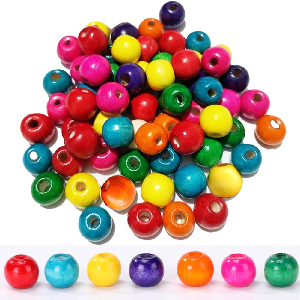 Photo 1 of 120pcs Colored Wooden Beads Large Hole Round Wood Beads Bulk Natural Wood Beads for Jewelry Making Braiding Macrame DIY Craft (20mm)
