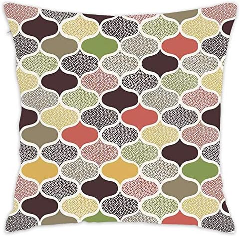 Hwensona Modern Decor,Seamless Oriental Geometric Morrocan Doodle Pattern with Dots and Blank Colors Art Throw Pillow Covers Decorative for Pillows - Couch, Home Decor 18"x18" inches