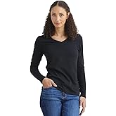 Fair Indigo Women's Organic Pima Cotton Long Sleeve V-Neck T-Shirt
