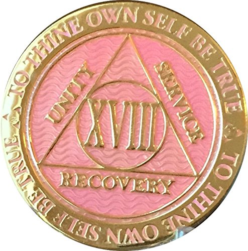Recoverychip 18 Year AA Medallion Reflex Pink Gold Plated Chip XVIII