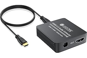 eSynic Professional HDMI 2.0 Audio Extractor [Not for HDTV Input] &[Not for ARC/eARC] 4K@60Hz HDMI to Optical Audio Converter