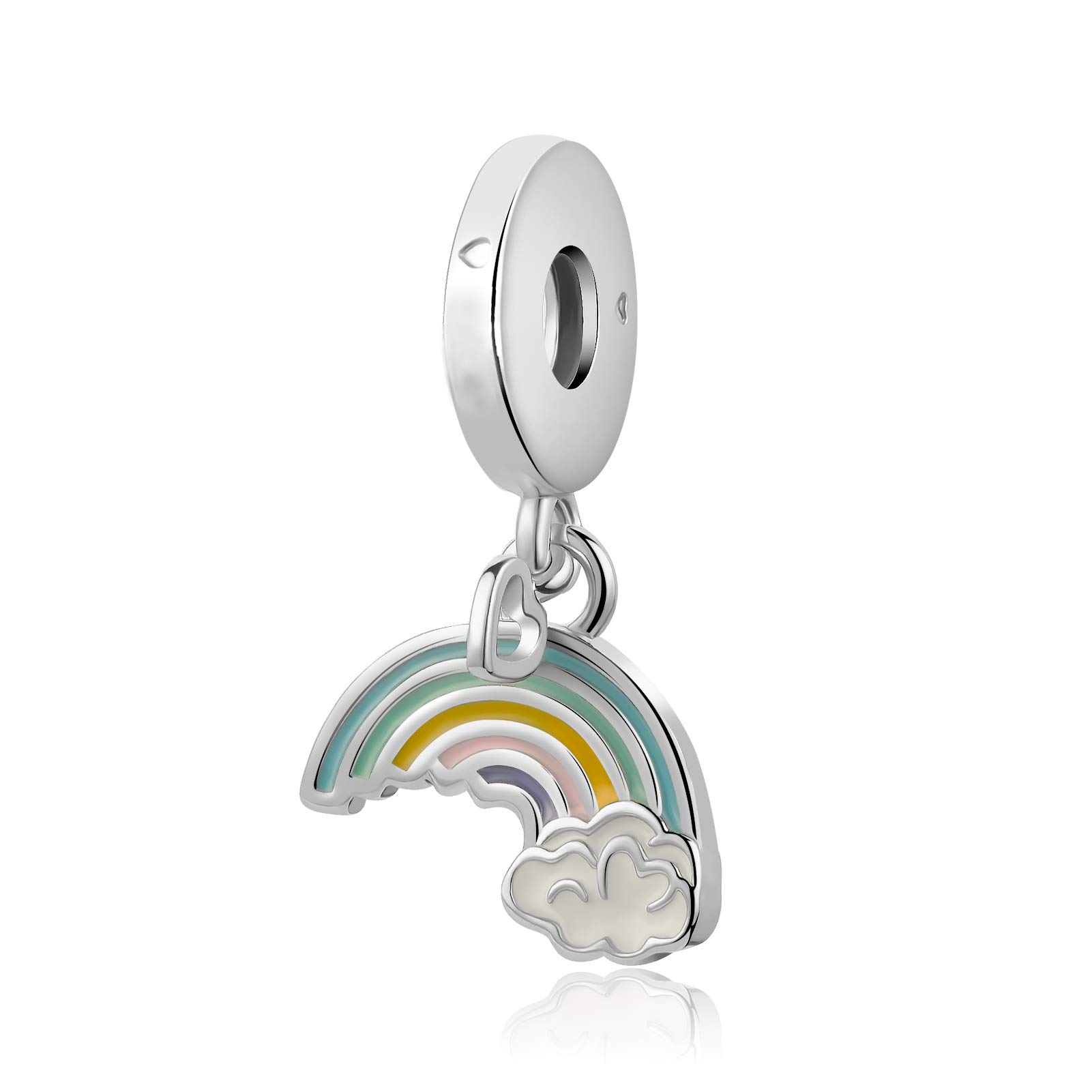Rainbow Love Heart Sky Cloud Charm fits Pandora Charms Bracelets Christmas Birthday Jewellery Gift for Women Daughter Sister Granddaughter
