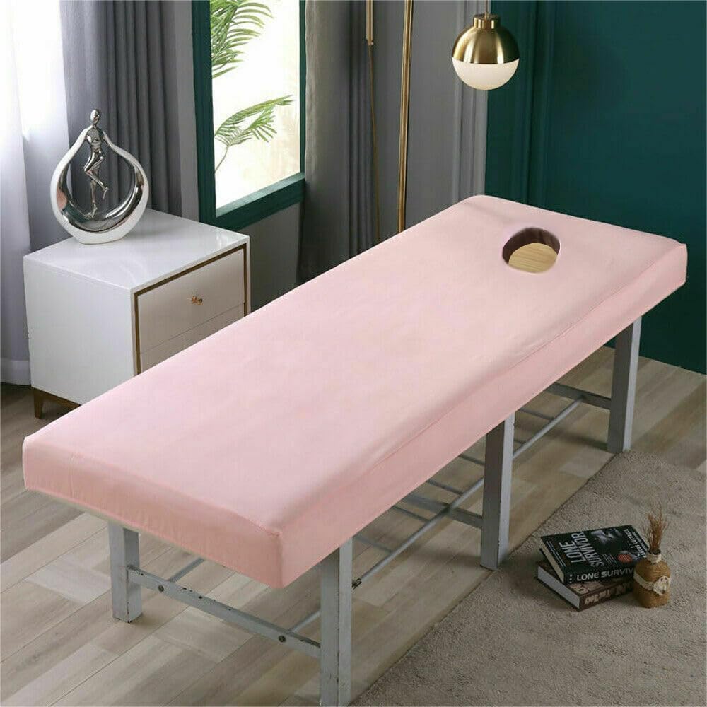 QIGEN LTD 1pcs Massage Bed Cover,Massage-Table/Beauty Couch Cover For Massage Tables Treatment Protection,Waterproof,Oil Resistant for 70cm or Less Massage Bed (Pink)