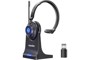 Bluetooth Wireless Headset with Mic for Work, Advanced Noise Reduction Microphone, Clear Calls - Comfortable On-Ear Headphone