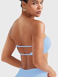 YEOREO Women Strapless Bandeau Sports Bra Padded